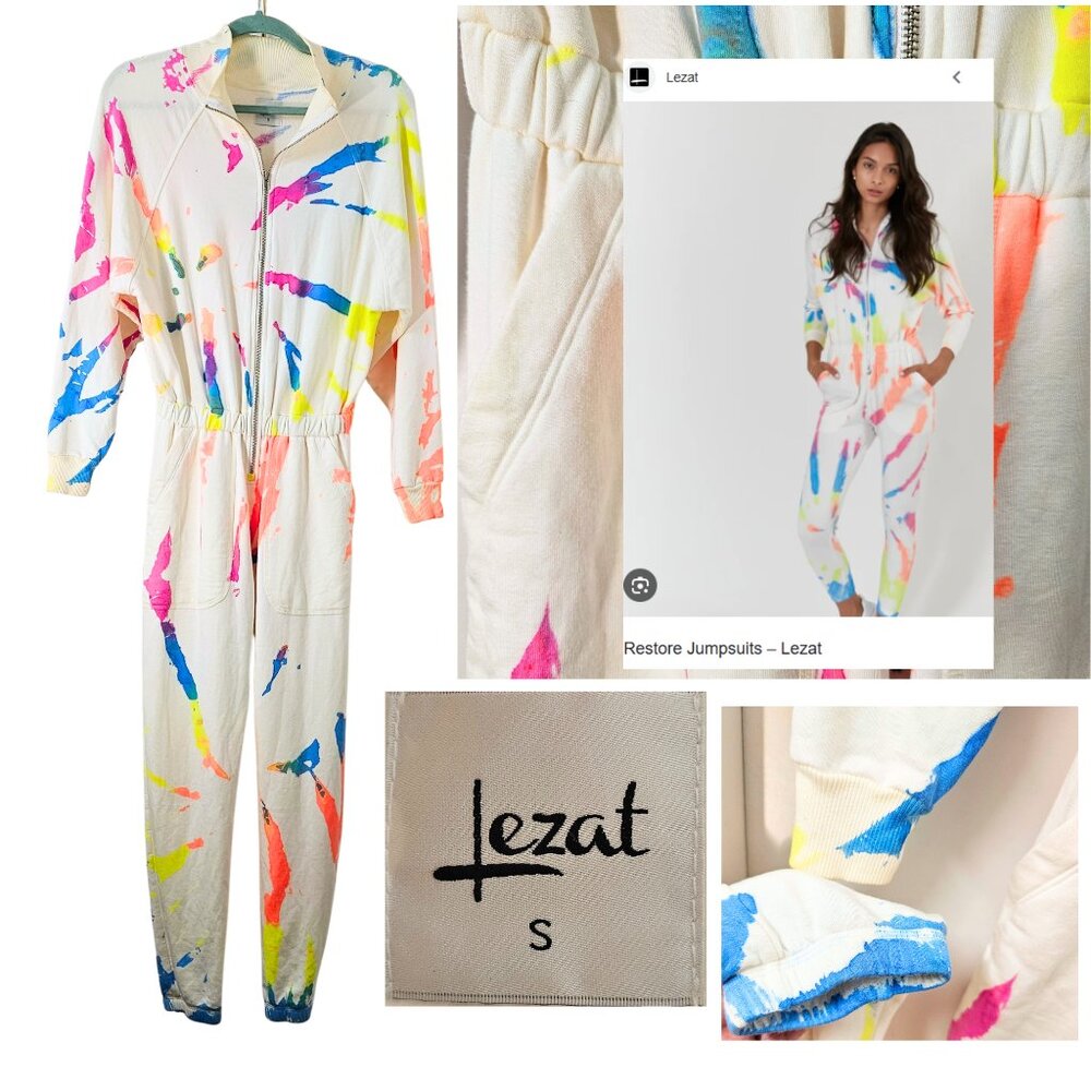 Women's LEZAT RESTORE Terry Jumpsuit - Small, Colorful, J-Lo, Tie Dye
